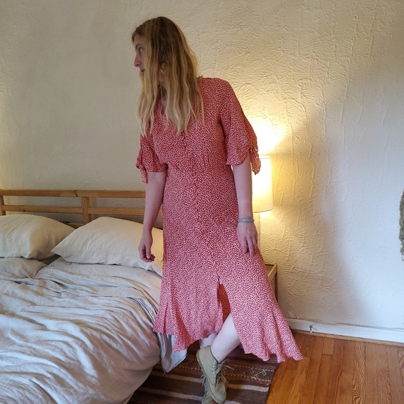 Dresses & Skirts - Rayon Dress Floral Print Tie Sleeves